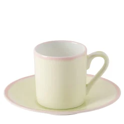 Set of 4 Murrine Green Straight Coffee Cups And saucers