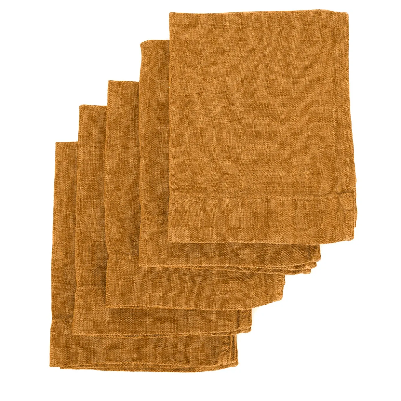 Set of 4 Mustard Linen Hand Towels