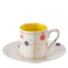 Set Of 2 Naples Squared Coffee Cups And Saucers #1
