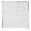 Set of 4 Natural Linen Napkins with Stone Blue Rolled Hem
