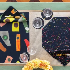 Set of 2 Night Light Octagonal Placemats and napkins
