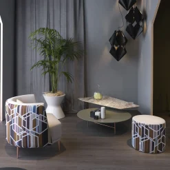 Set Of 2 Norvegia Marble And Green Fenix Lovers Nesting Tables