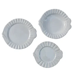 Set Of 3 Pampelonne White Ceramic Plates