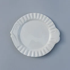 Set Of 3 Pampelonne White Ceramic Plates