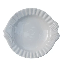 Set Of 2 Pampelonne White Ceramic Dinner Plates