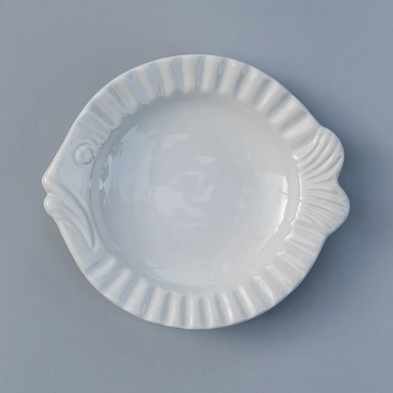 Set Of 2 Pampelonne White Ceramic Dinner Plates