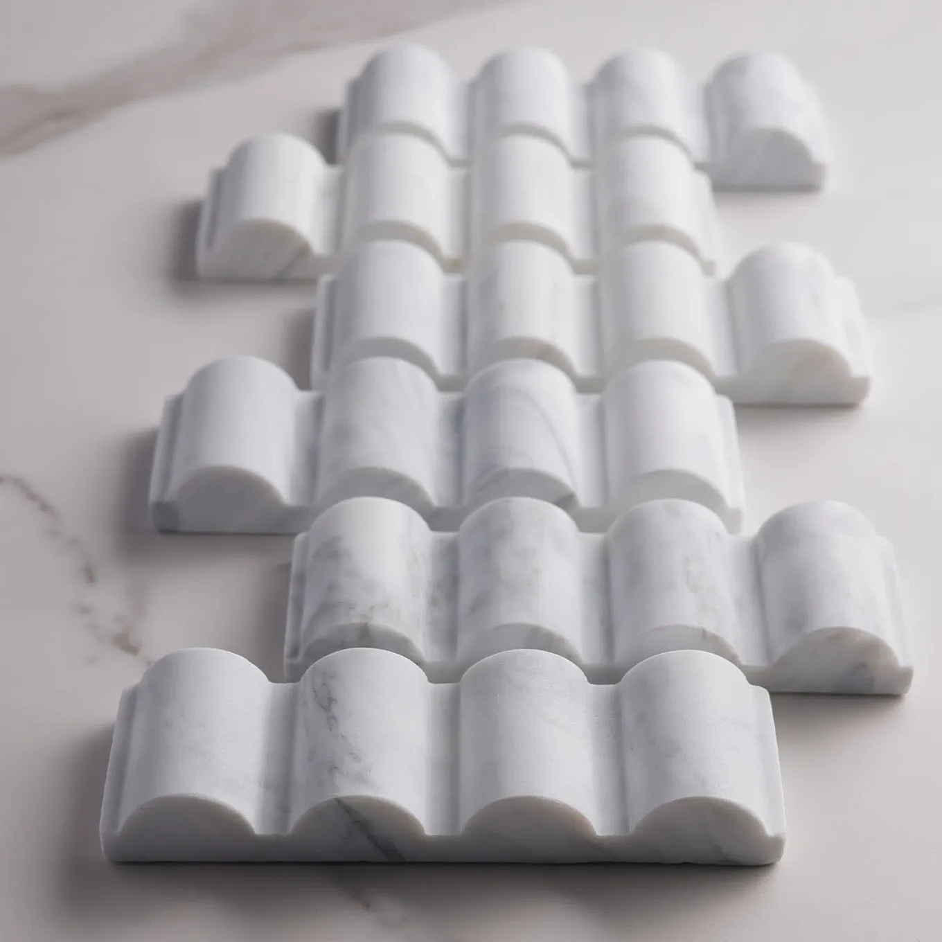 Set of 6 Parati White Carrara Marble Cutlery Rest