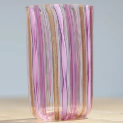 Set of 6 Pink & Gold Murano Glasses