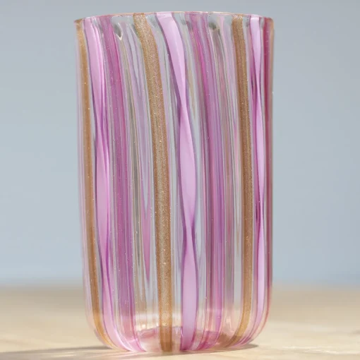 Set of 6 Pink & Gold Murano Glasses