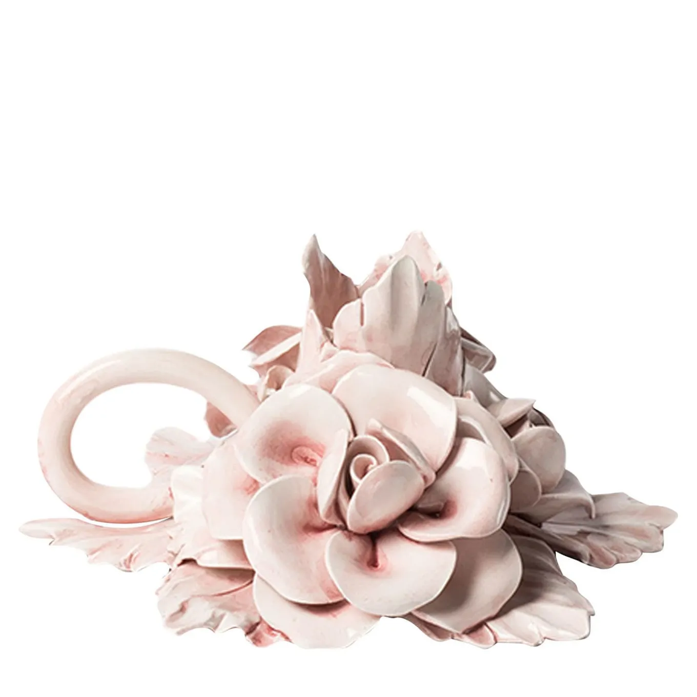 Set of 2 Pink Floral-Shaped Ceramic Candle Holders