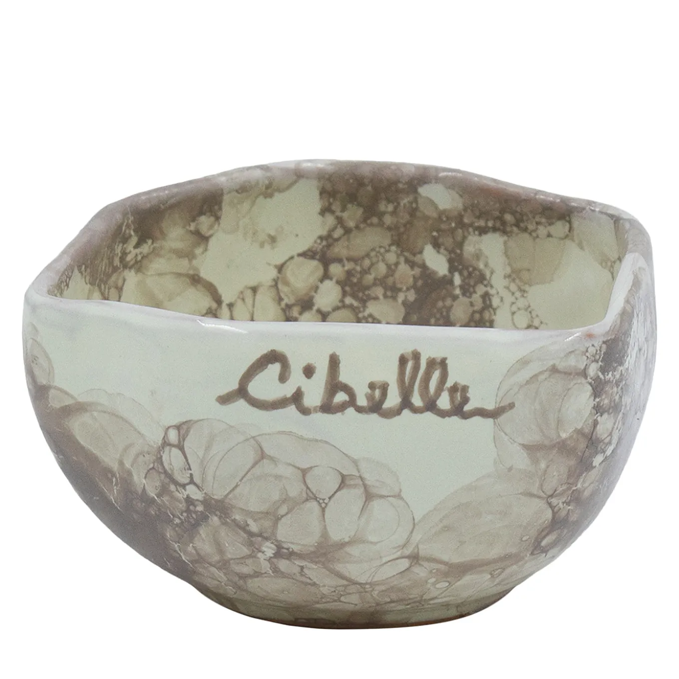 Set of 4 Pinzimonio Ivory Marble Motif Ceramic Bowls