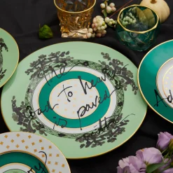 Set of 3 Plates The Road to Heaven Is Paved with Excess in Green