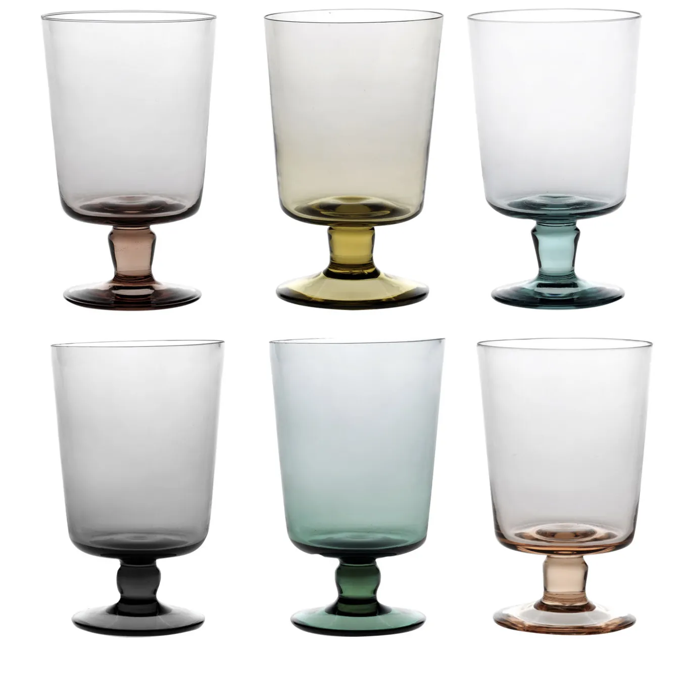 Set of 6 Puro Multicolor Stem Glasses