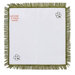 Set of 2 Quadrifoglio White Linen Napkins