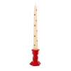 Set of 2 Red Heart Candles with Candleholder