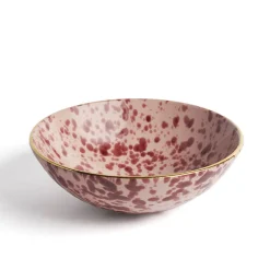 Set of 2 Red Pois Ceramic Bowls