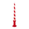 Set of 2 Red Striped Candles with Candleholder