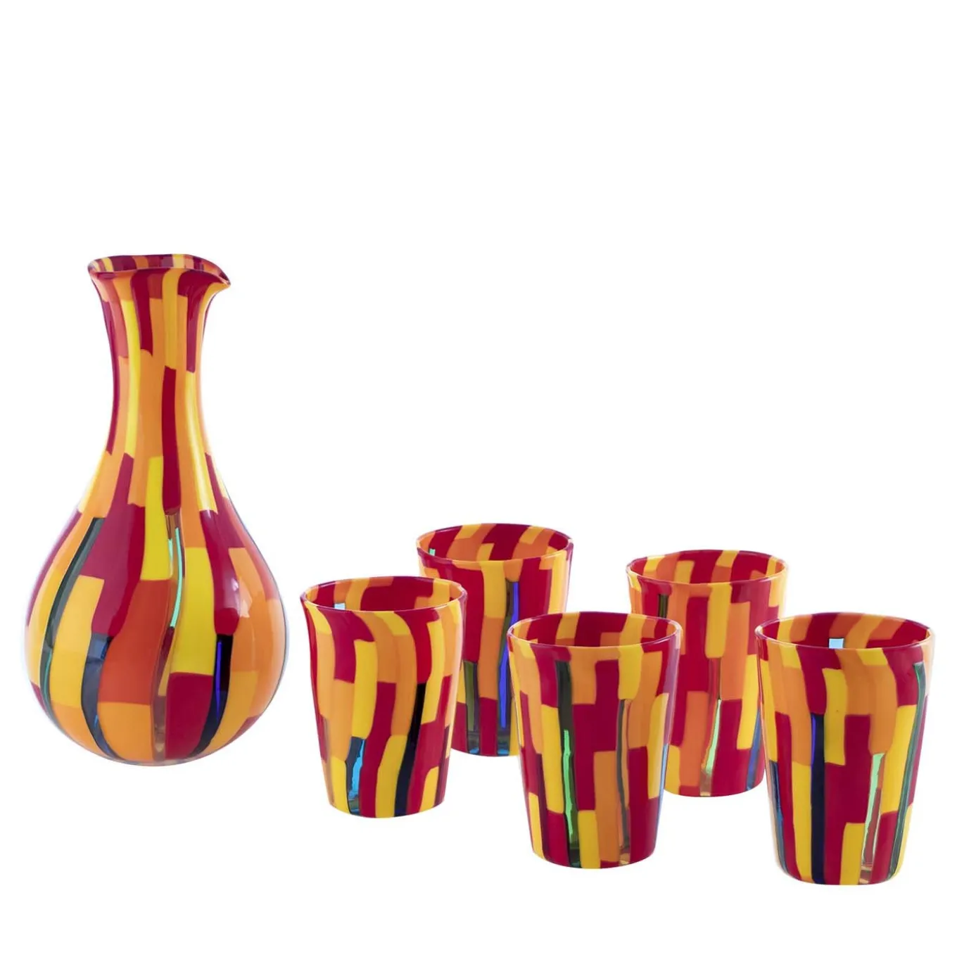 Set of 6 Redentore Glasses with Carafe by Angelo Ballarin