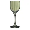 Set of 6 Riflesso Hand-Decorated Green Wine Glasses