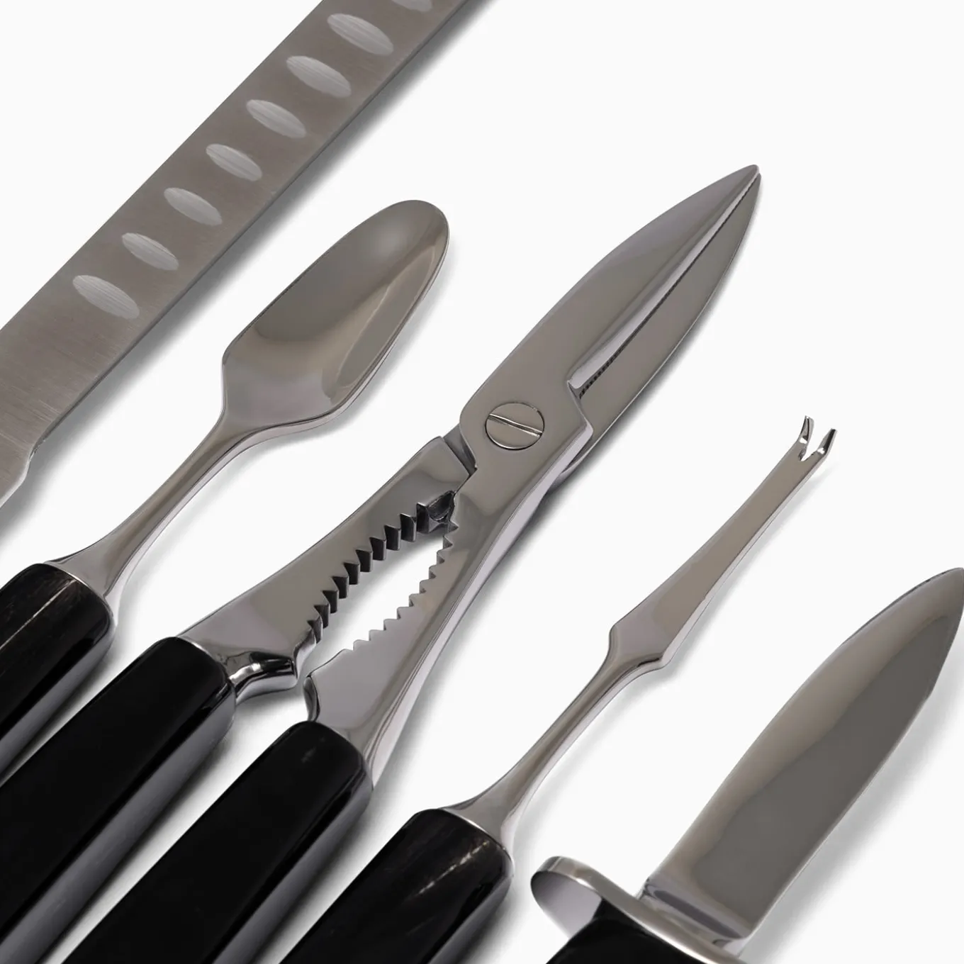 Set of 5 Seafood Flatware with Horn Handles