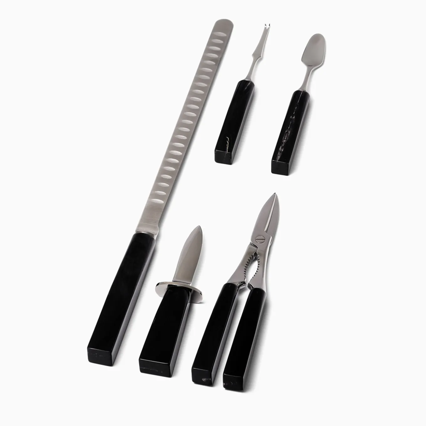 Set of 5 Seafood Flatware with Horn Handles