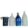 Set of 4 Small Blue Ceramic Decorative Bottles