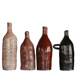 Set of 4 Small Brown Tones Ceramic Decorative Bottles