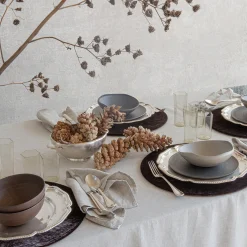 Set of 4 Small Brown Velvet Placemat Covers with Wooden Support