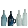 Set of 4 Small Pale Blue Ceramic Decorative Bottles