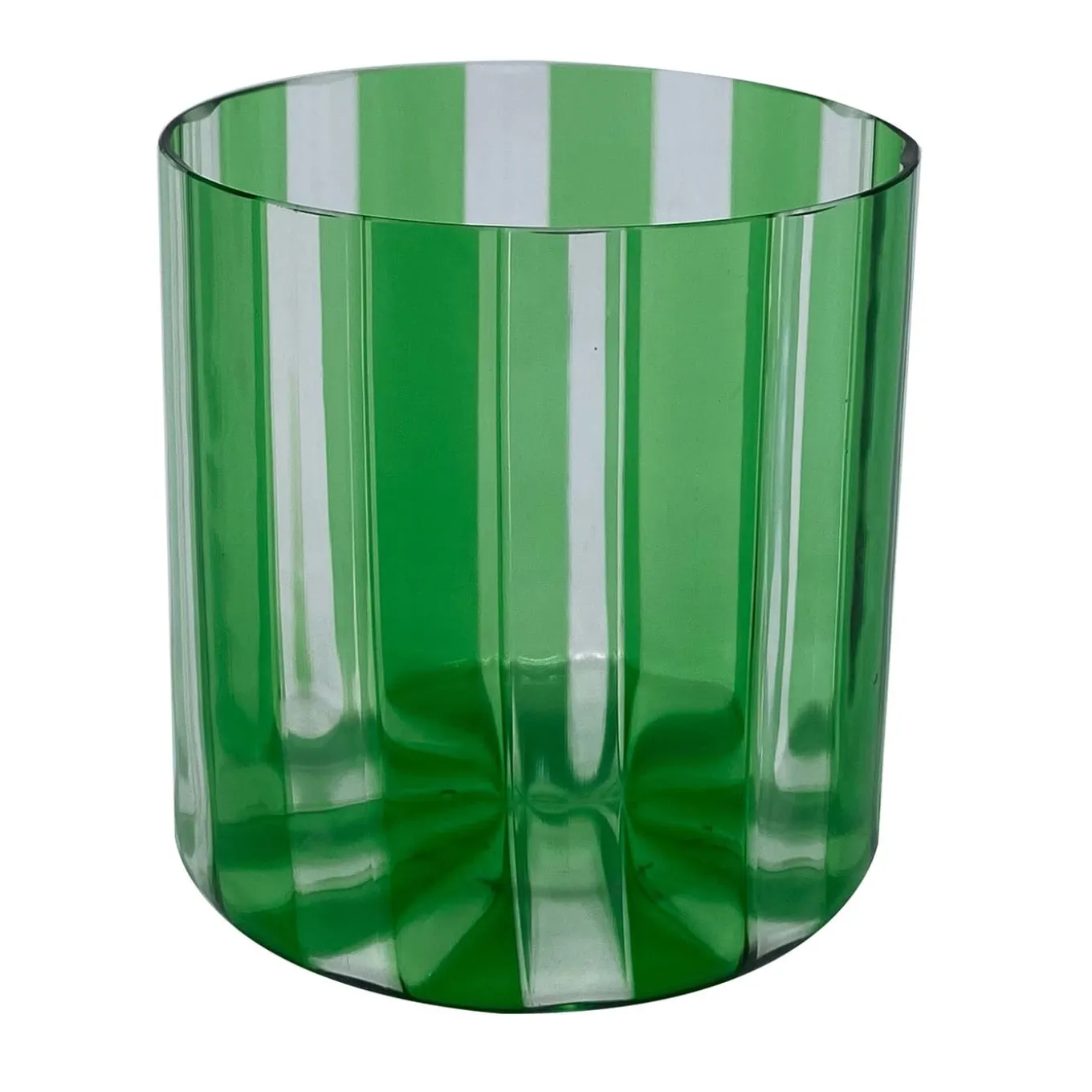 Set of 2 Small Ribbed Green Water Glasses