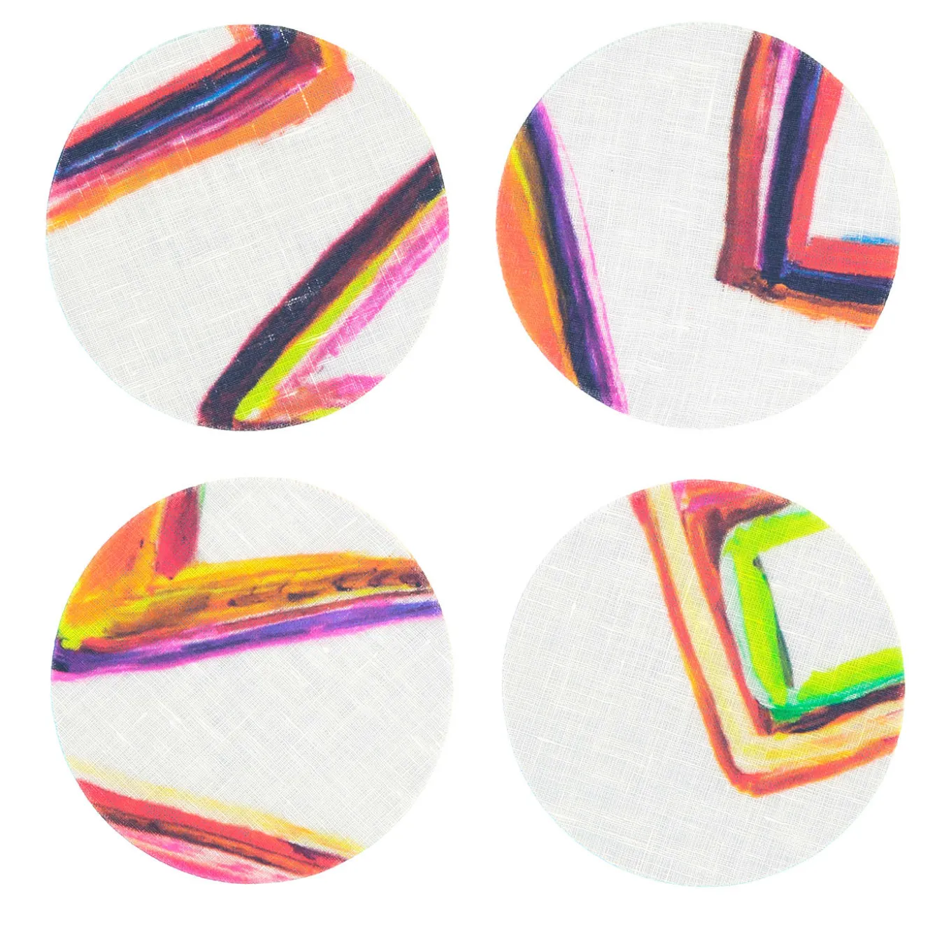Set of 8 Space Shapes Coated Coasters in White