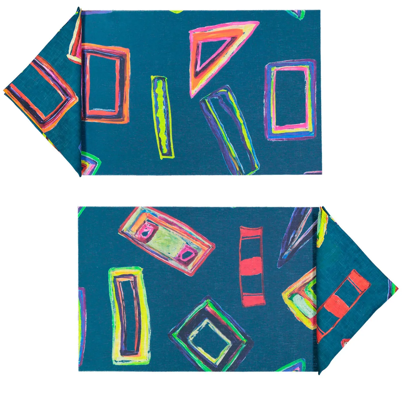 Set of 2 Space Shapes Placemats and napkins in blue
