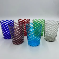Set of 2 Spiral Red Water Glasses