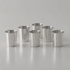 Set of 6 Sterling Silver Polygonal Liquor Glasses