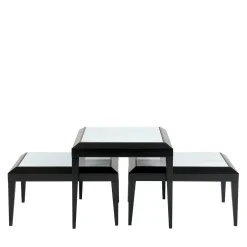 Set of 3 T143 Black Ebony & Estremoz Marble Nesting Tables