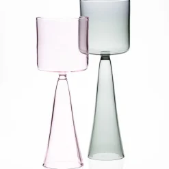 Set Of 4 Tall Grey Dolce Vita Wine Glasses