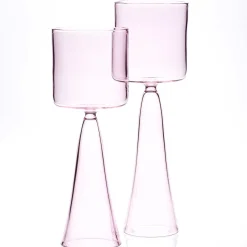 Set Of 4 Tall Light Pink Dolce Vita Wine Glasses
