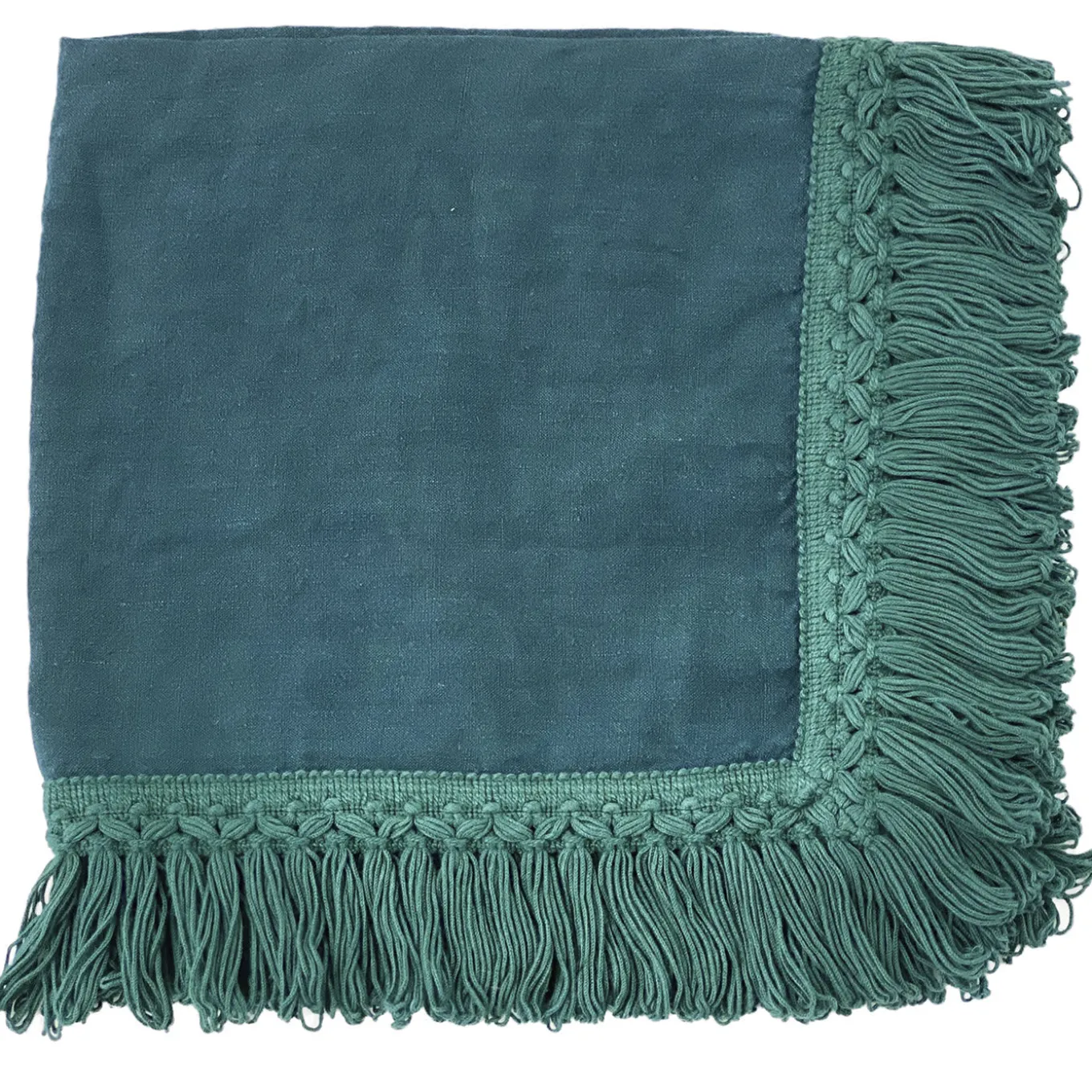 Set of 4 Teal Napkins with Long Fringes