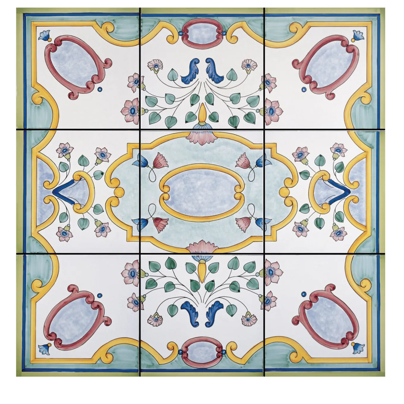 Set of 9 Tiles Rosone Albori