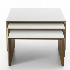 Set of 3 Trio White Teak Nesting Tables