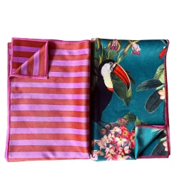 Set of 2 Tropical and Striped Pink Runners