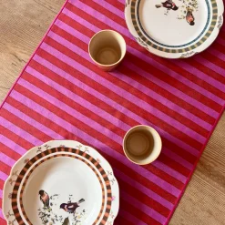 Set of 2 Tropical and Striped Pink Runners