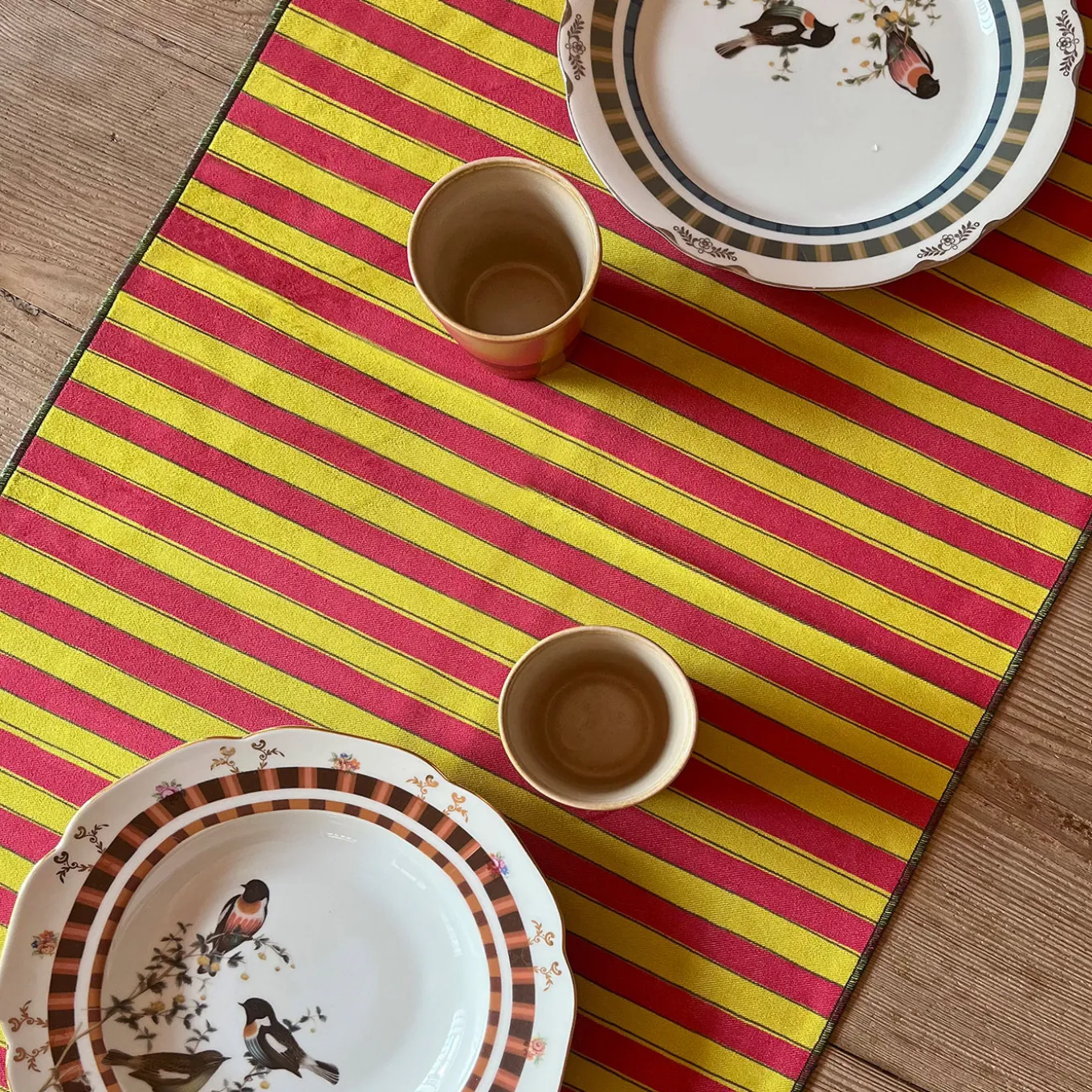 Set of 2 Tropical and Striped Yellow Runners