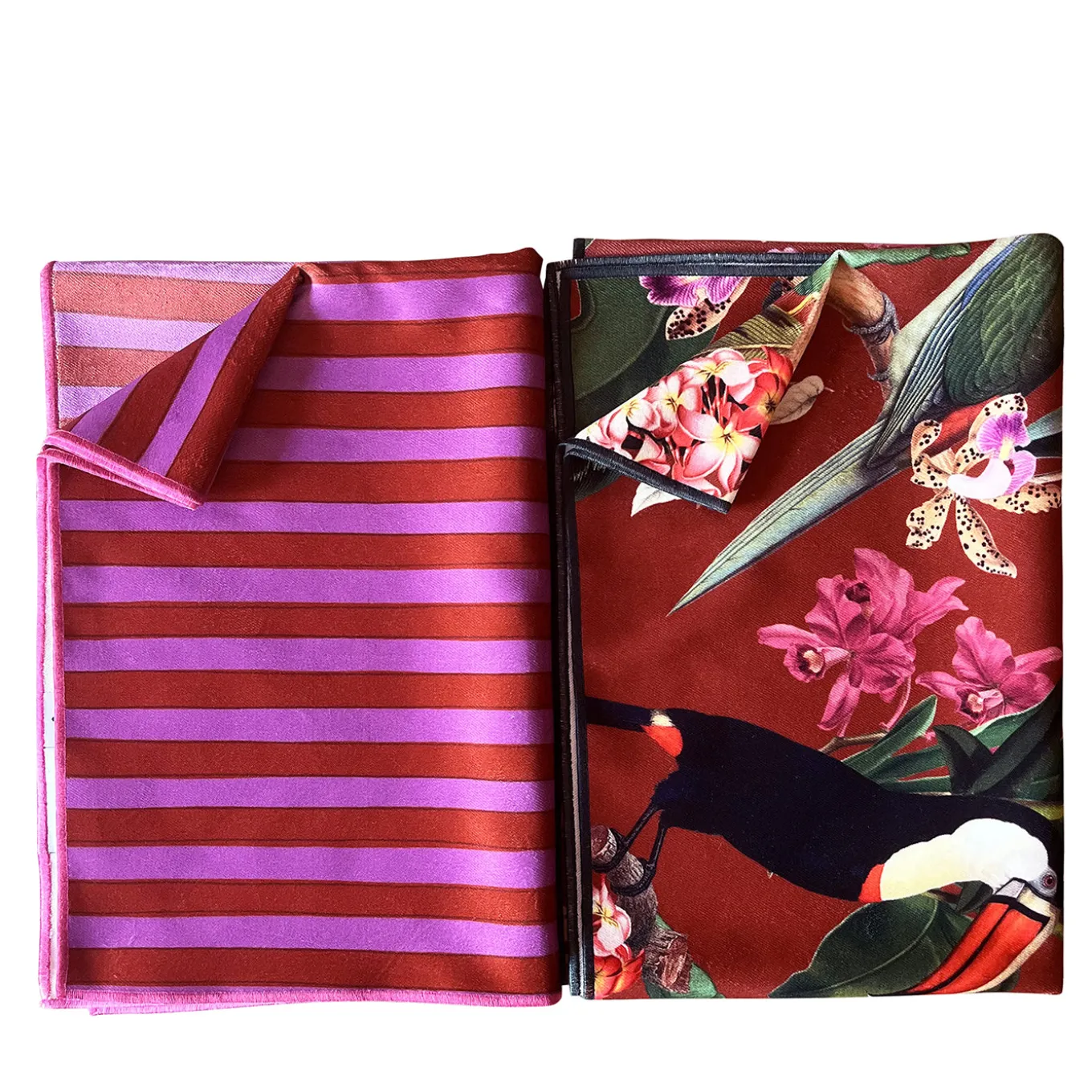 Set of 2 Tropical Red and Striped Runners