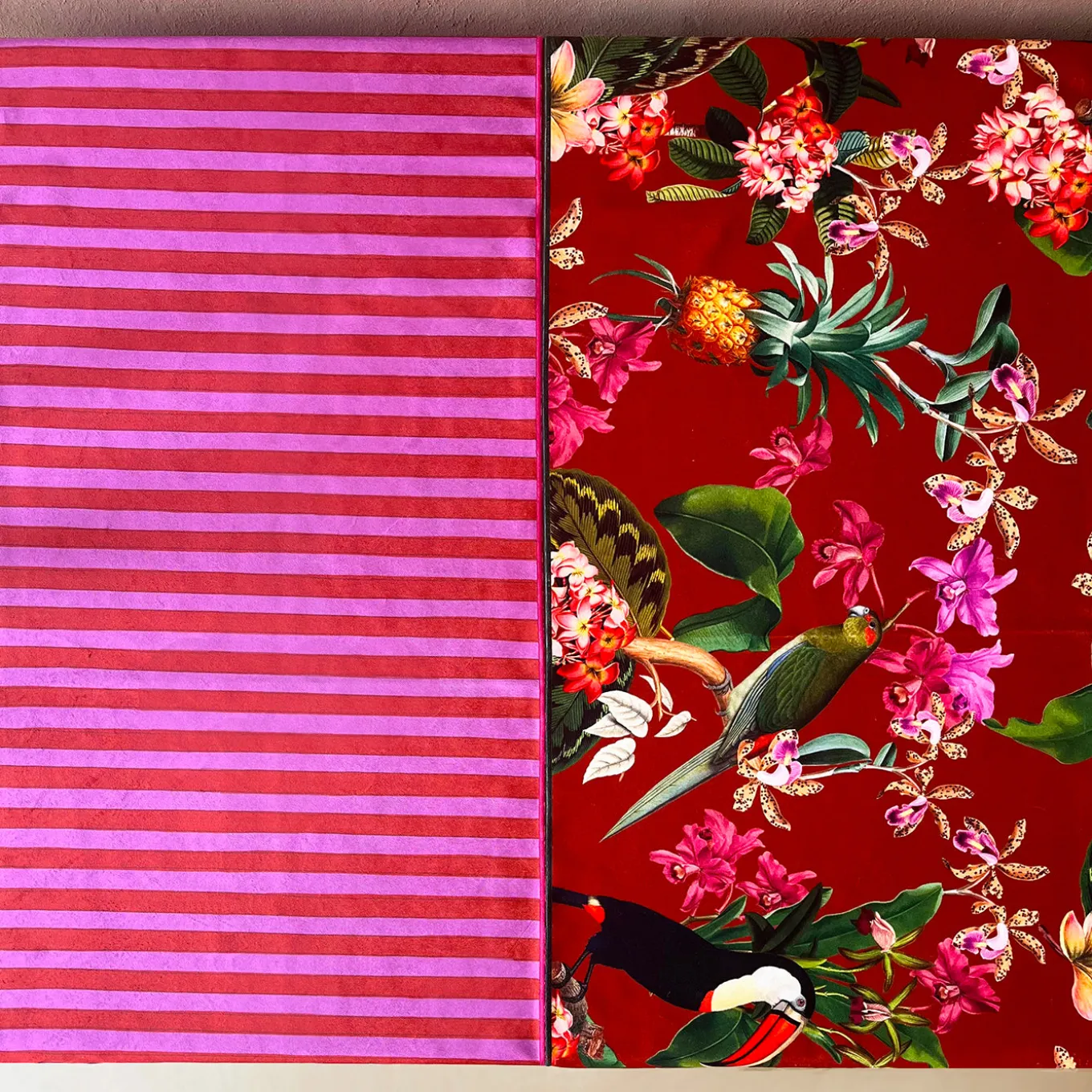 Set of 2 Tropical Red and Striped Runners