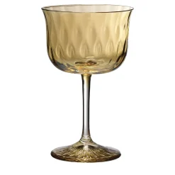 Set of 6 Tulipa Yellow Hand-Decorated Wine Glasses