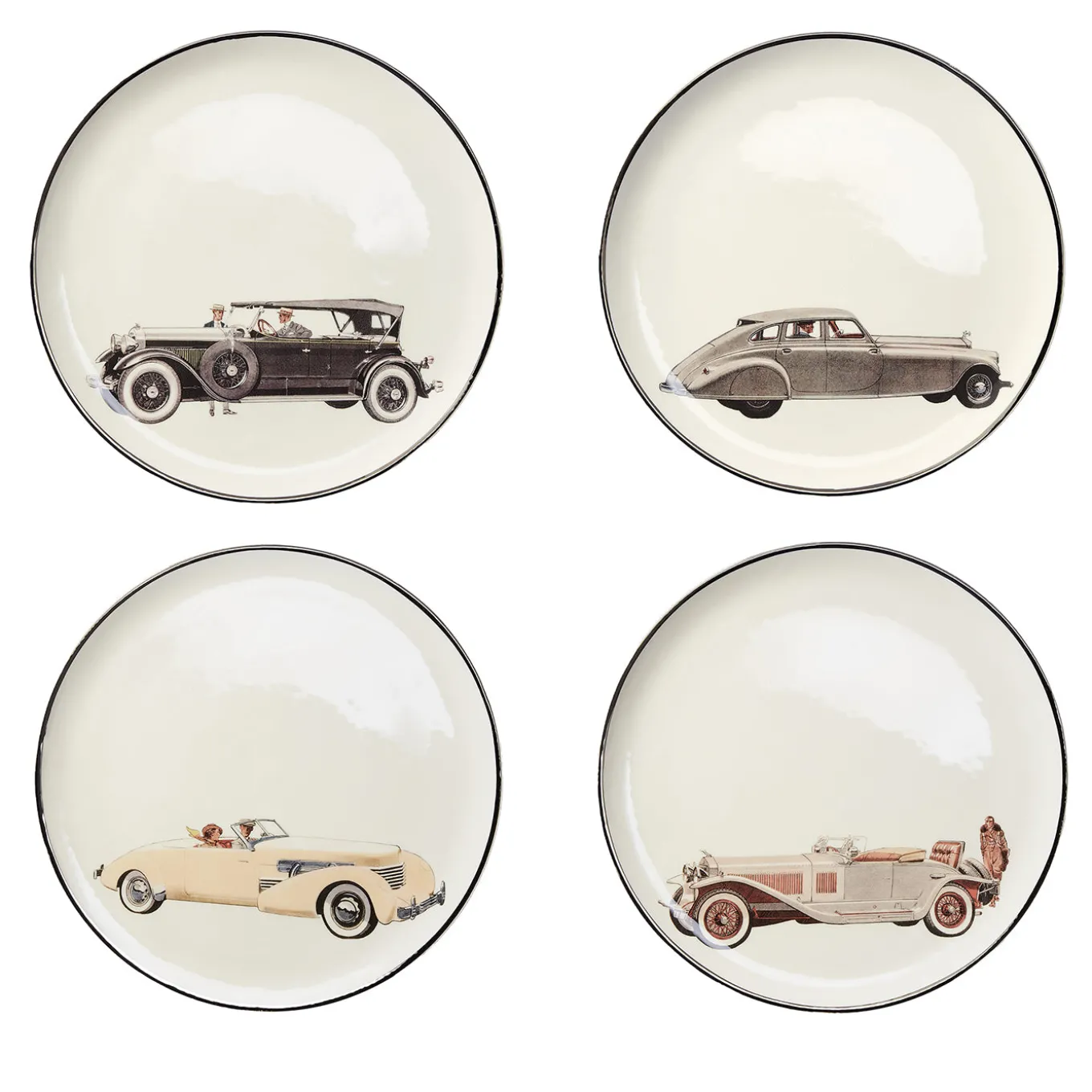 Set of 4 Vintage Cars Dinner Plates #2
