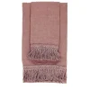 Set of 2 Vintage Pink Linen Towels with Long Fringes