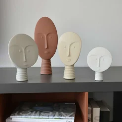 Set of 4 White and Brown Decorative Masks