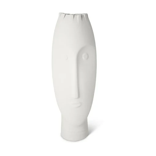 Set of 3 White and Gray Moai Vases